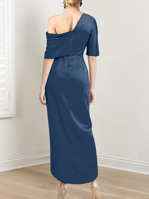 Robe de Mère de la Mariée Asymétrique à Une Épaule et à Manches Courtes avec Volants