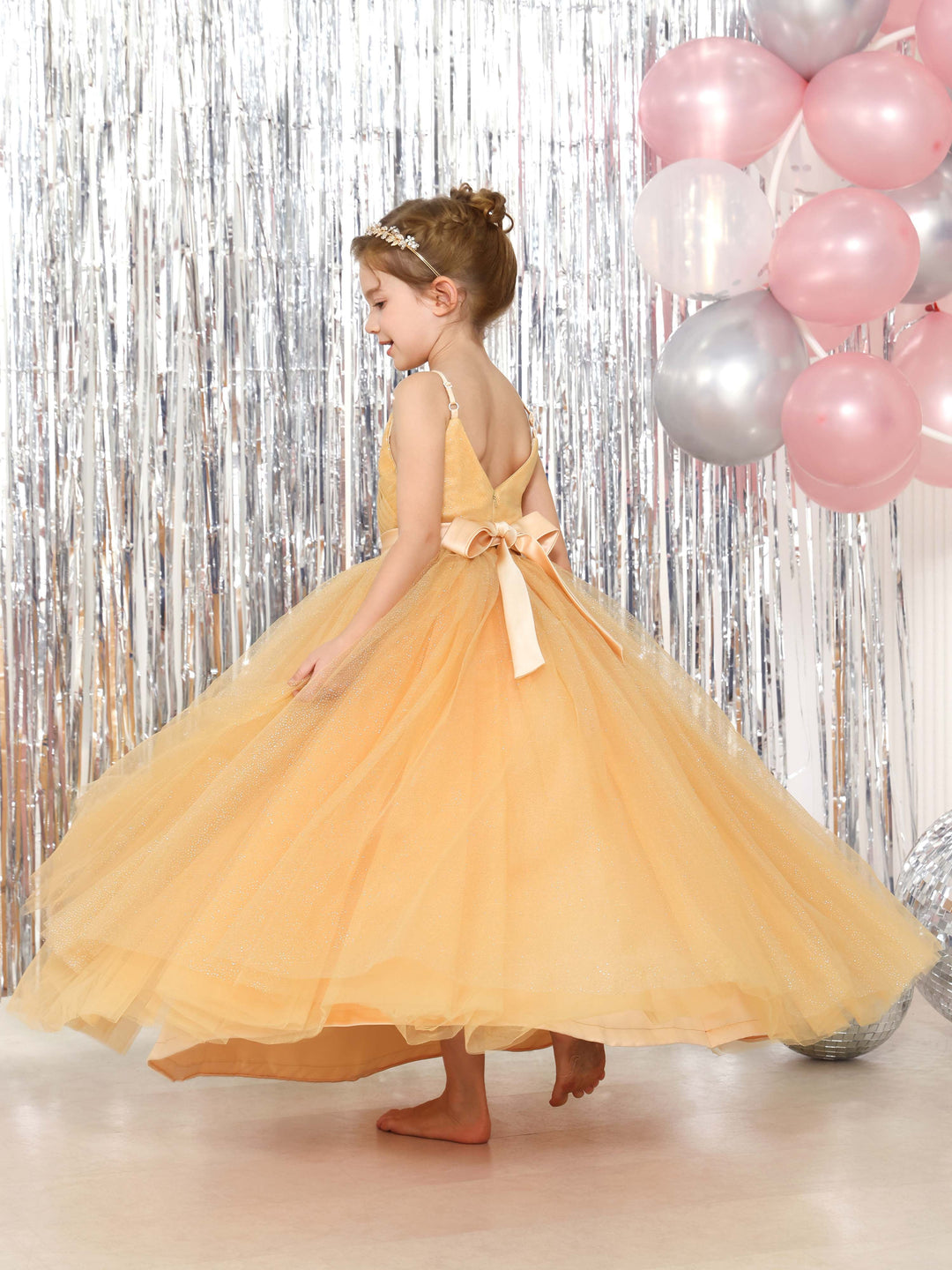 Robe de Bal en Tulle Sans Manches, Col en V, Longueur Au Sol, Robes de Demoiselle D'Honneur
