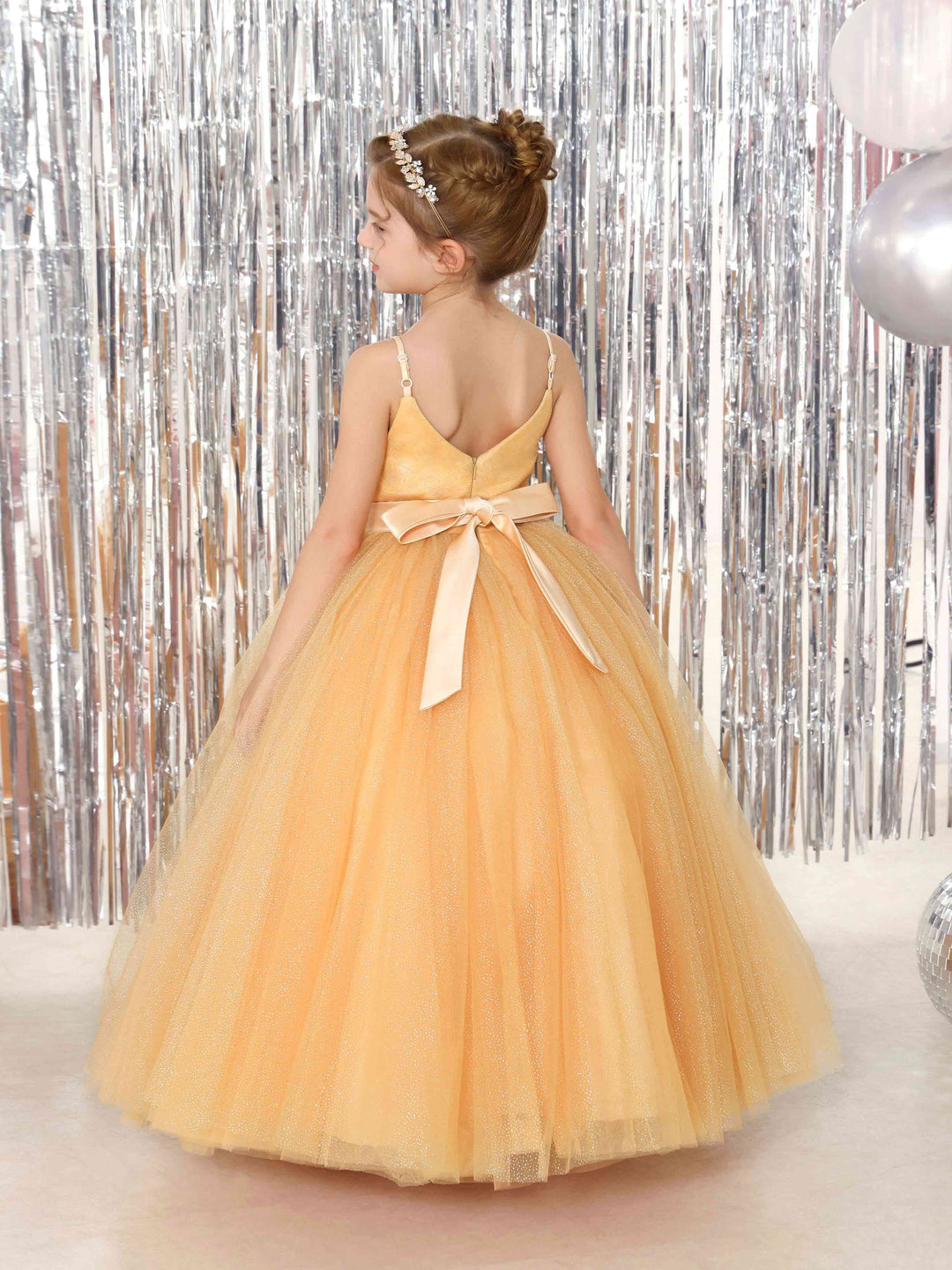 Robe de Bal en Tulle Sans Manches, Col en V, Longueur Au Sol, Robes de Demoiselle D'Honneur