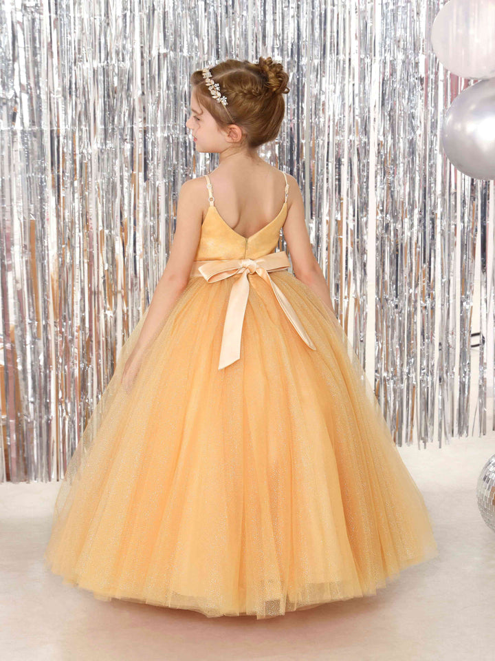 Robe de Bal en Tulle Sans Manches, Col en V, Longueur Au Sol, Robes de Demoiselle D'Honneur