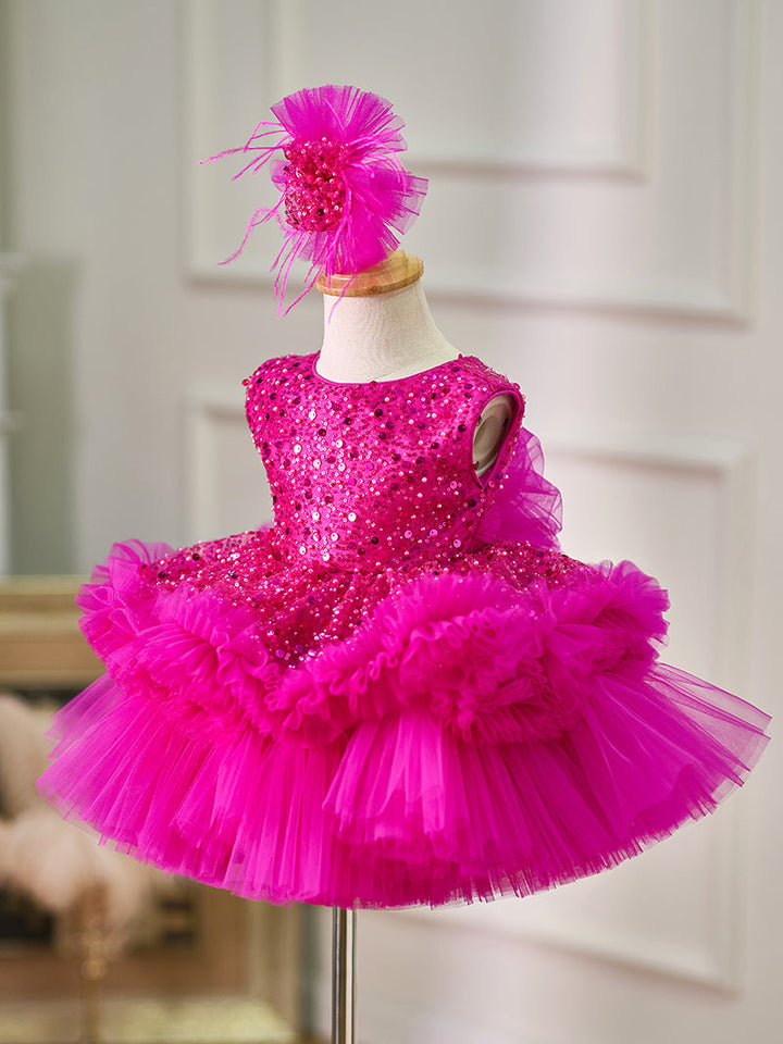 Robe Bébé Fille Longueur Genou en Tulle à Paillettes