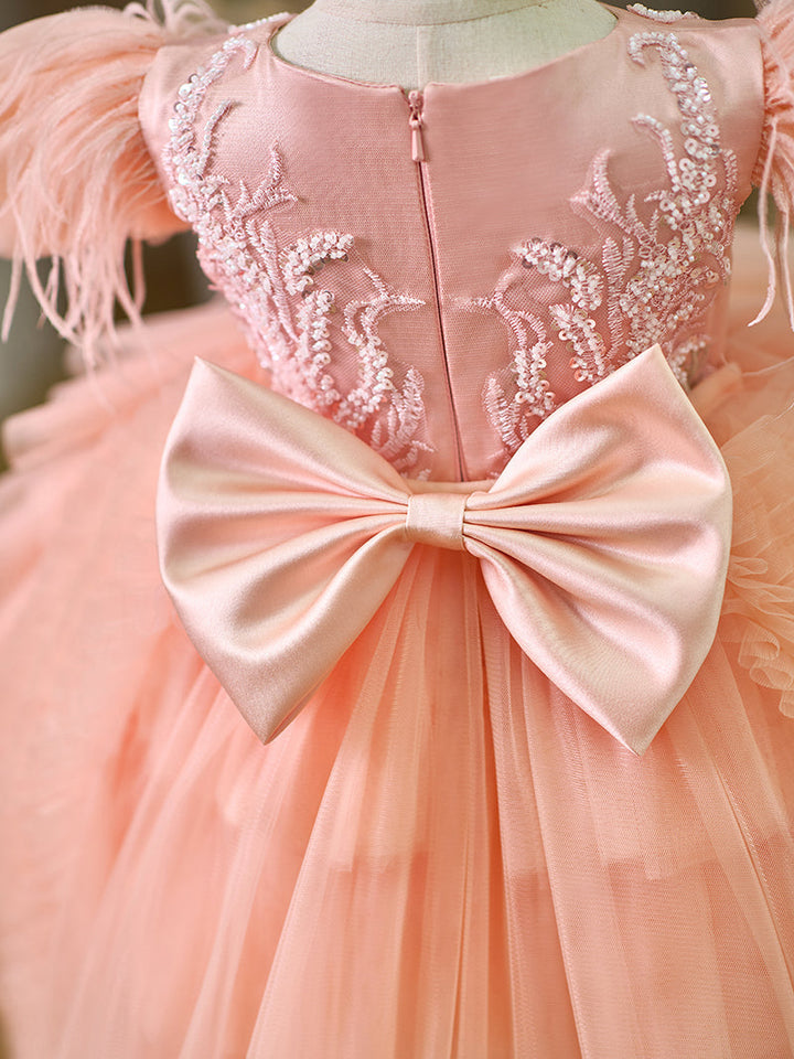 Robe de Bal/Princesse Asymétrique en Tulle pour Bébé Fille, Tenue de Fête pour 1Er Anniversaire