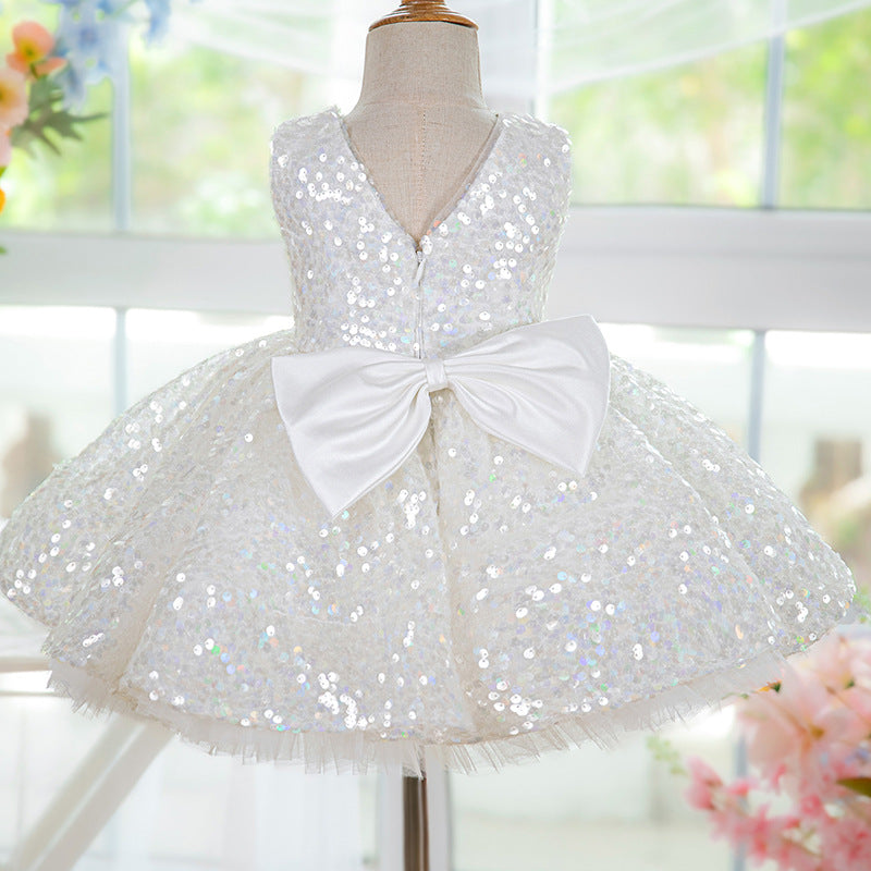 Robe de Fête D'Anniversaire à Paillettes Jusqu'Aux Genoux