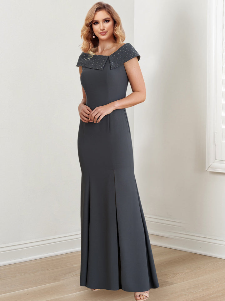 Robes de Mère de la Mariée Fourreau/Colonne à Col Bijou et Longueur Au Sol