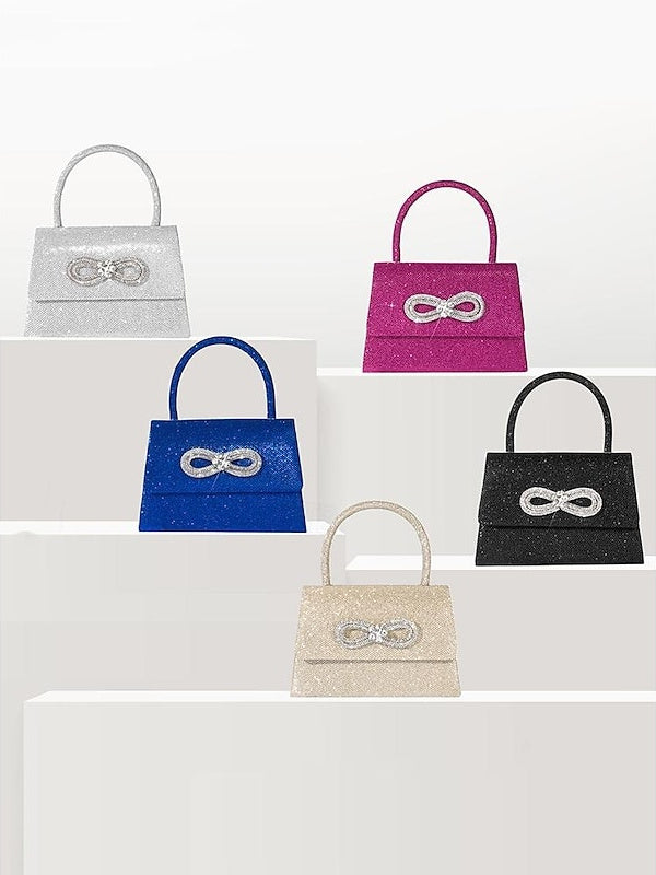 Sacs de Soirée en Polyester de Couleur Unie avec Cristaux et Strass