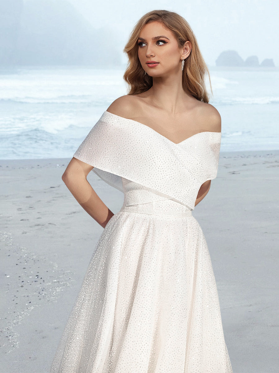 Robe de Mariée A-Line/Princess à Épaules Dénudées et Longueur Au Sol
