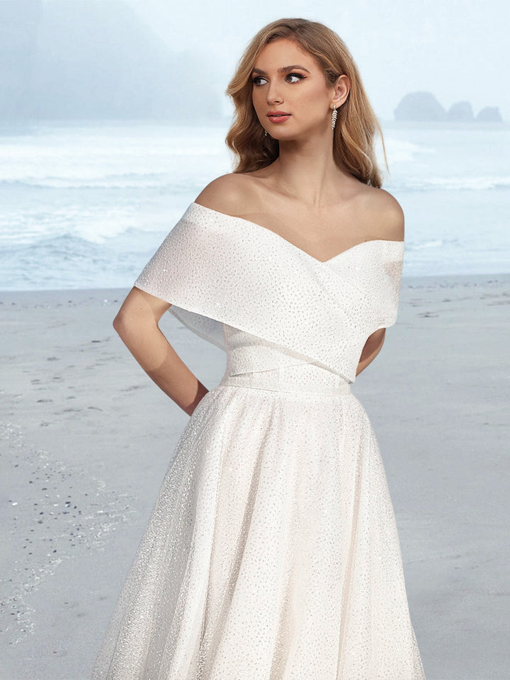 Robe de Mariée A-Line/Princess à Épaules Dénudées et Longueur Au Sol