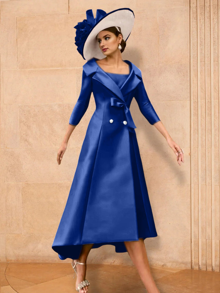 Robe de Mère de la Mariée à Manches Longues, Coupe A-Line/Princess, avec Nœud