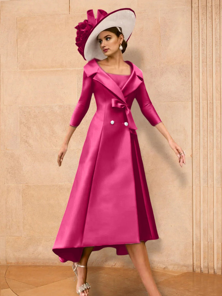 Robe de Mère de la Mariée à Manches Longues, Coupe A-Line/Princess, avec Nœud