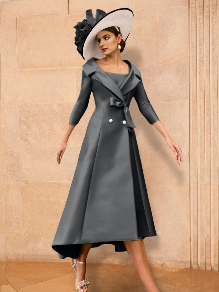 Robe de Mère de la Mariée à Manches Longues, Coupe A-Line/Princess, avec Nœud