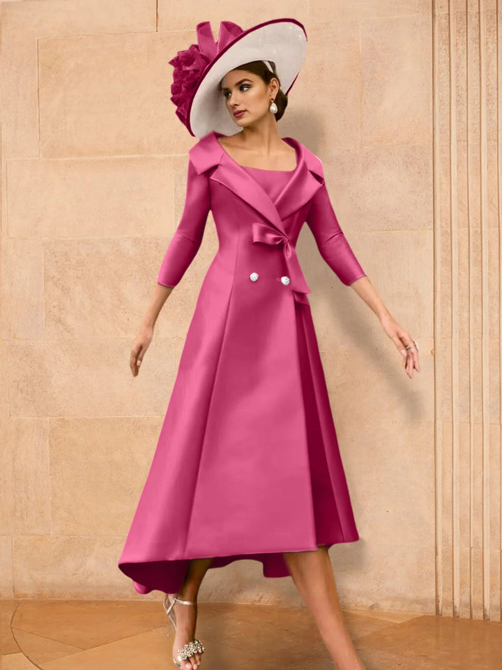Robe de Mère de la Mariée à Manches Longues, Coupe A-Line/Princess, avec Nœud