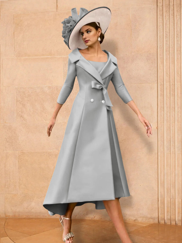 Robe de Mère de la Mariée à Manches Longues, Coupe A-Line/Princess, avec Nœud