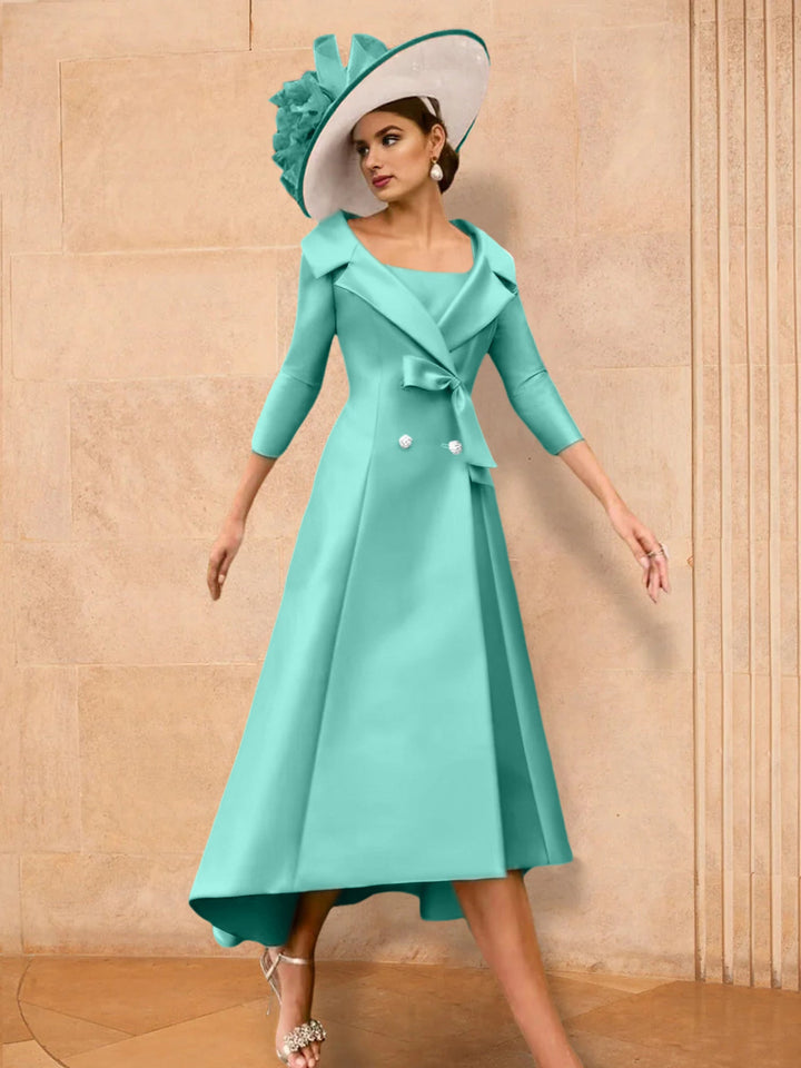 Robe de Mère de la Mariée à Manches Longues, Coupe A-Line/Princess, avec Nœud