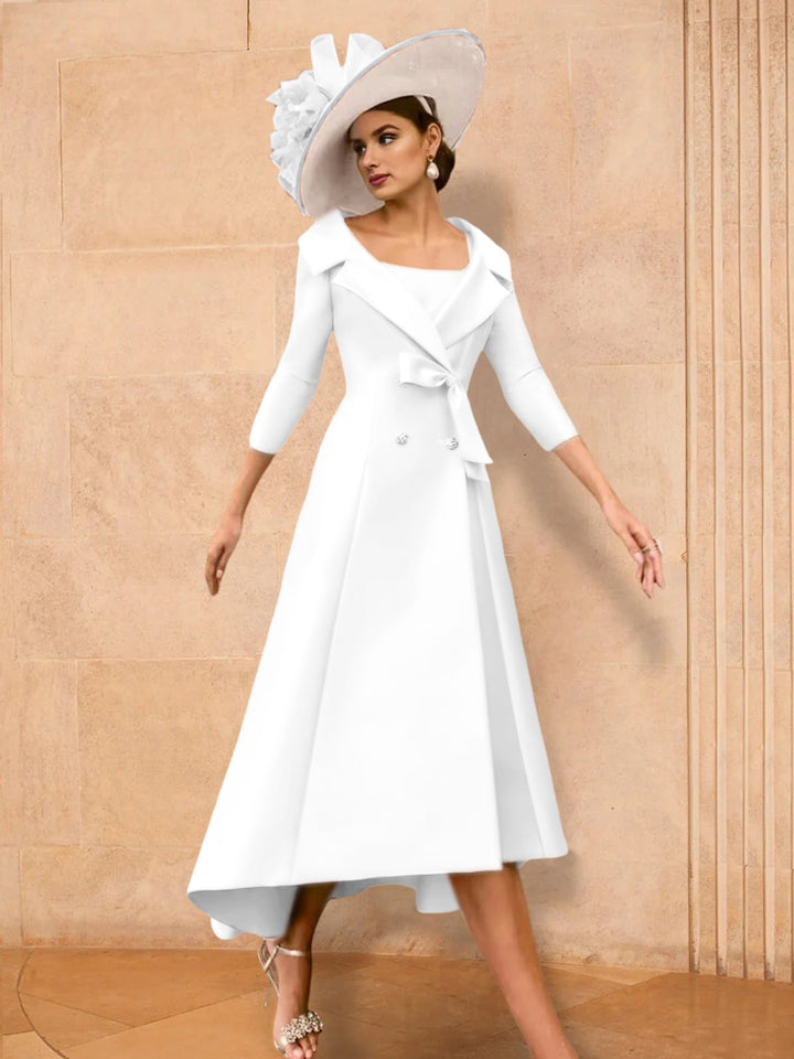 Robe de Mère de la Mariée à Manches Longues, Coupe A-Line/Princess, avec Nœud
