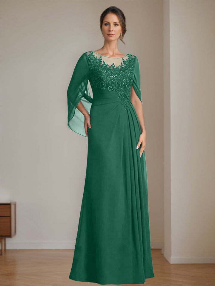 Ligne A/Princesse Scoop La Longueur du Sol Robes Mère de La Mariée avec Pleated & Paillettes