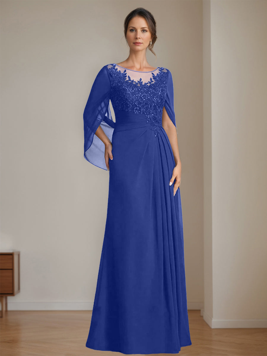 Ligne A/Princesse Scoop La Longueur du Sol Robes Mère de La Mariée avec Pleated & Paillettes