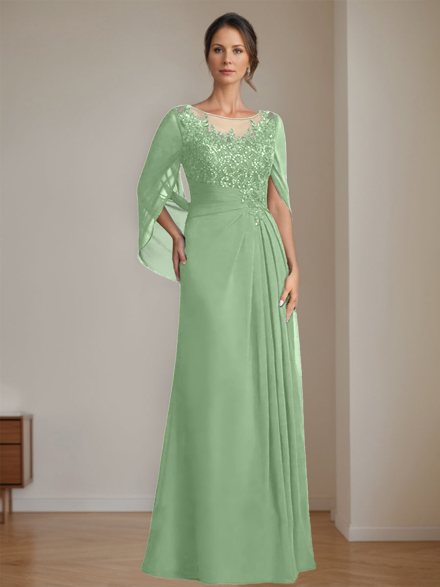 Ligne A/Princesse Scoop La Longueur du Sol Robes Mère de La Mariée avec Pleated & Paillettes