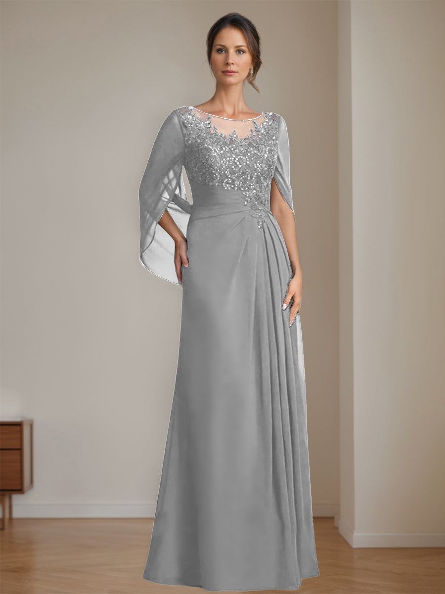 Ligne A/Princesse Scoop La Longueur du Sol Robes Mère de La Mariée avec Pleated & Paillettes