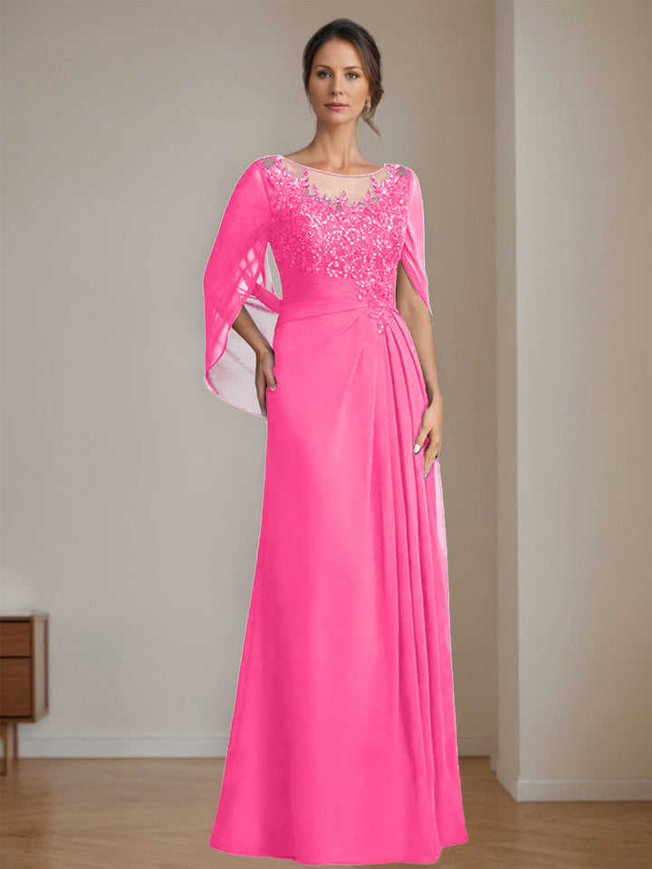 Ligne A/Princesse Scoop La Longueur du Sol Robes Mère de La Mariée avec Pleated & Paillettes
