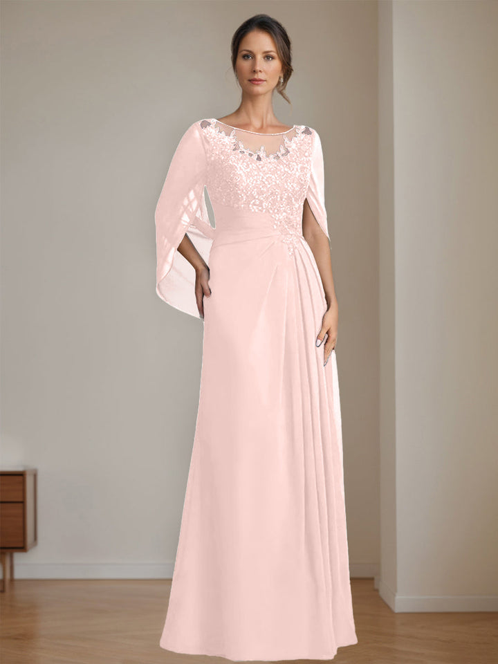 Ligne A/Princesse Scoop La Longueur du Sol Robes Mère de La Mariée avec Pleated & Paillettes