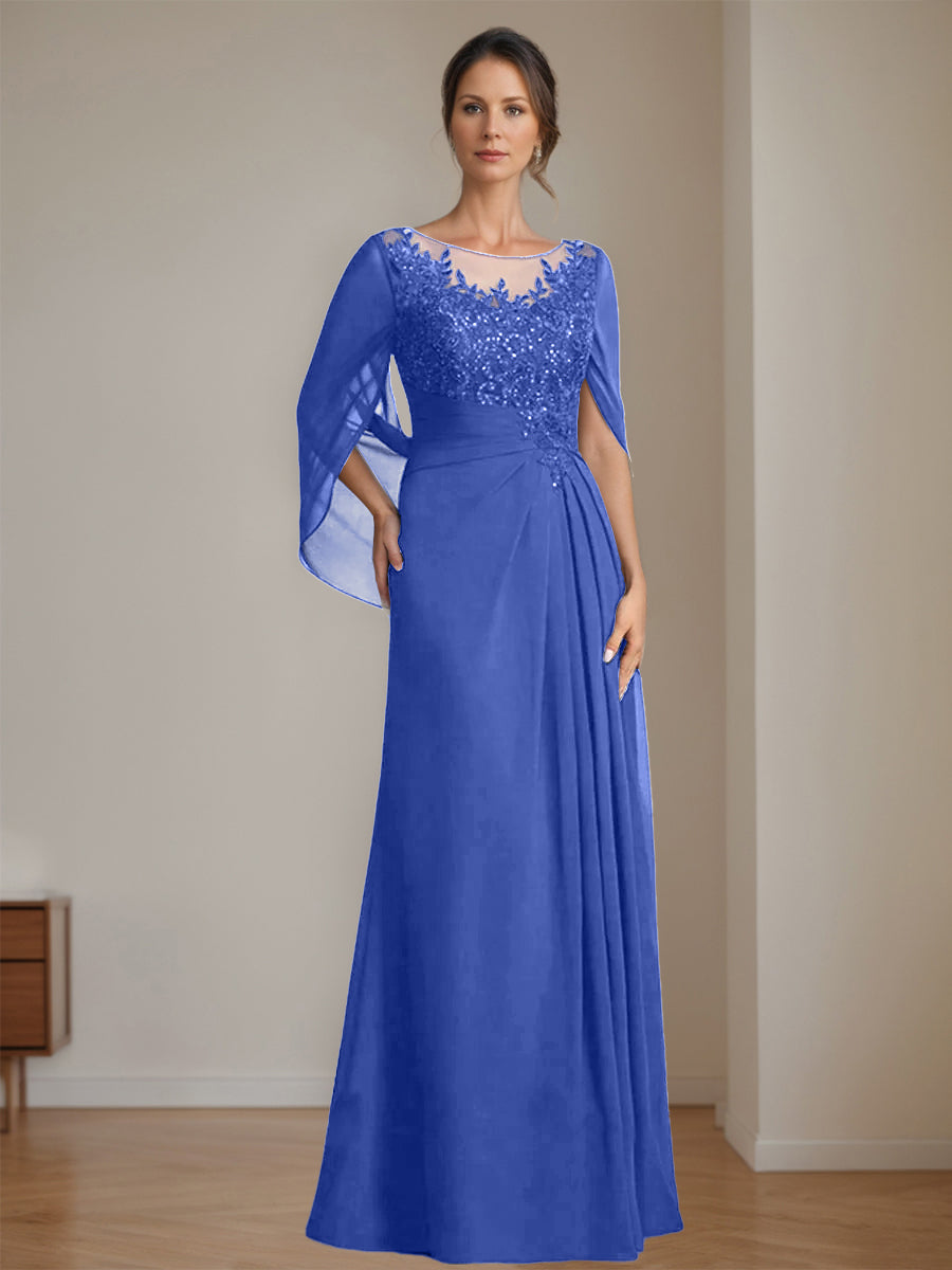 Ligne A/Princesse Scoop La Longueur du Sol Robes Mère de La Mariée avec Pleated & Paillettes
