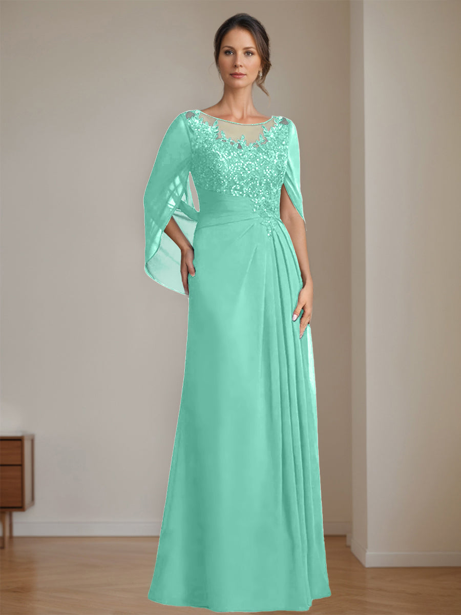 Ligne A/Princesse Scoop La Longueur du Sol Robes Mère de La Mariée avec Pleated & Paillettes