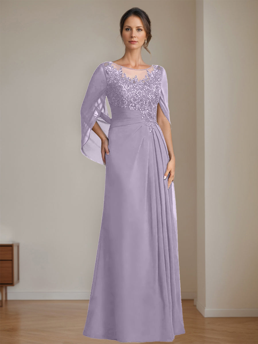 Ligne A/Princesse Scoop La Longueur du Sol Robes Mère de La Mariée avec Pleated & Paillettes