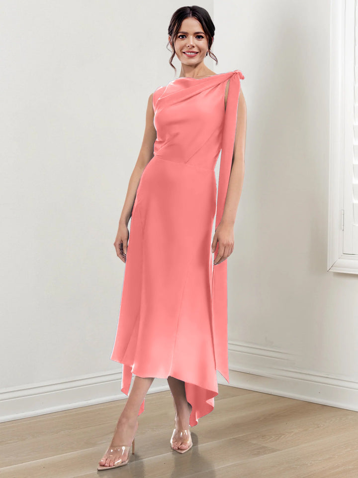 Robe de Mère de la Mariée Asymétrique à Col Montant et à Volants