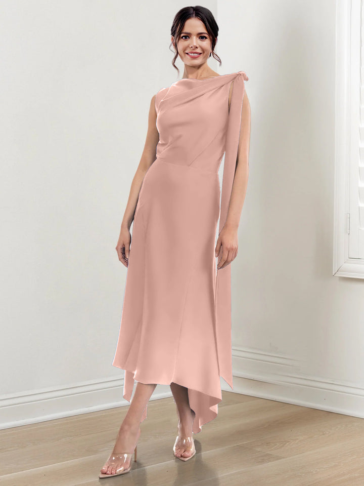 Robe de Mère de la Mariée Asymétrique à Col Montant et à Volants