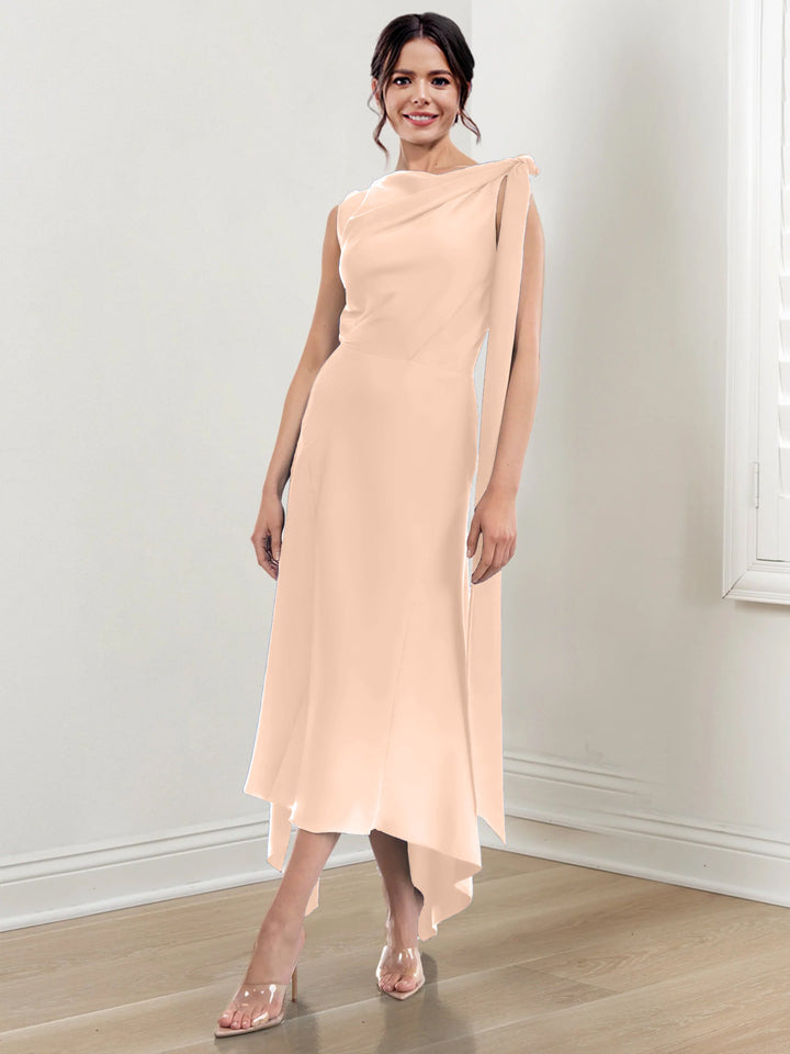 Robe de Mère de la Mariée Asymétrique à Col Montant et à Volants