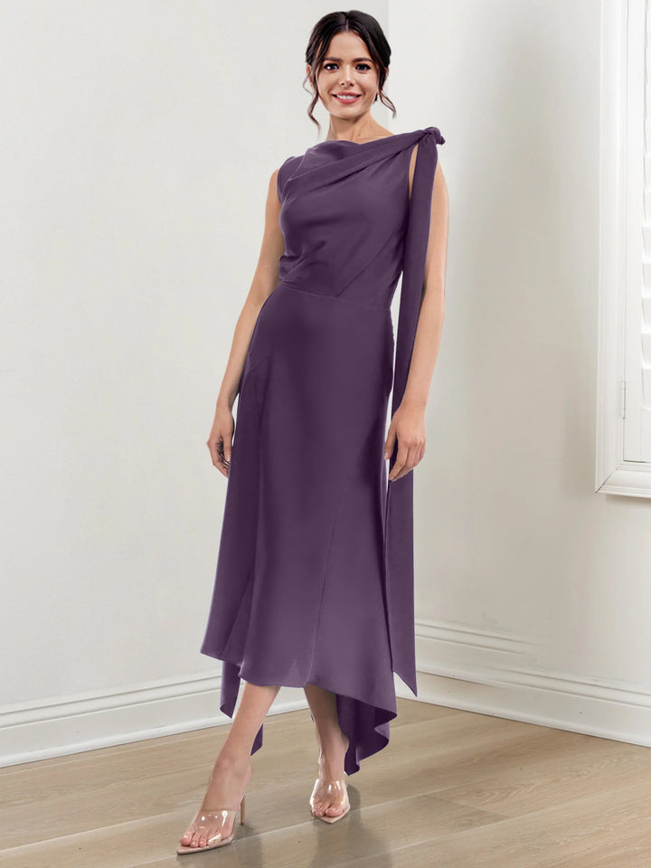 Robe de Mère de la Mariée Asymétrique à Col Montant et à Volants