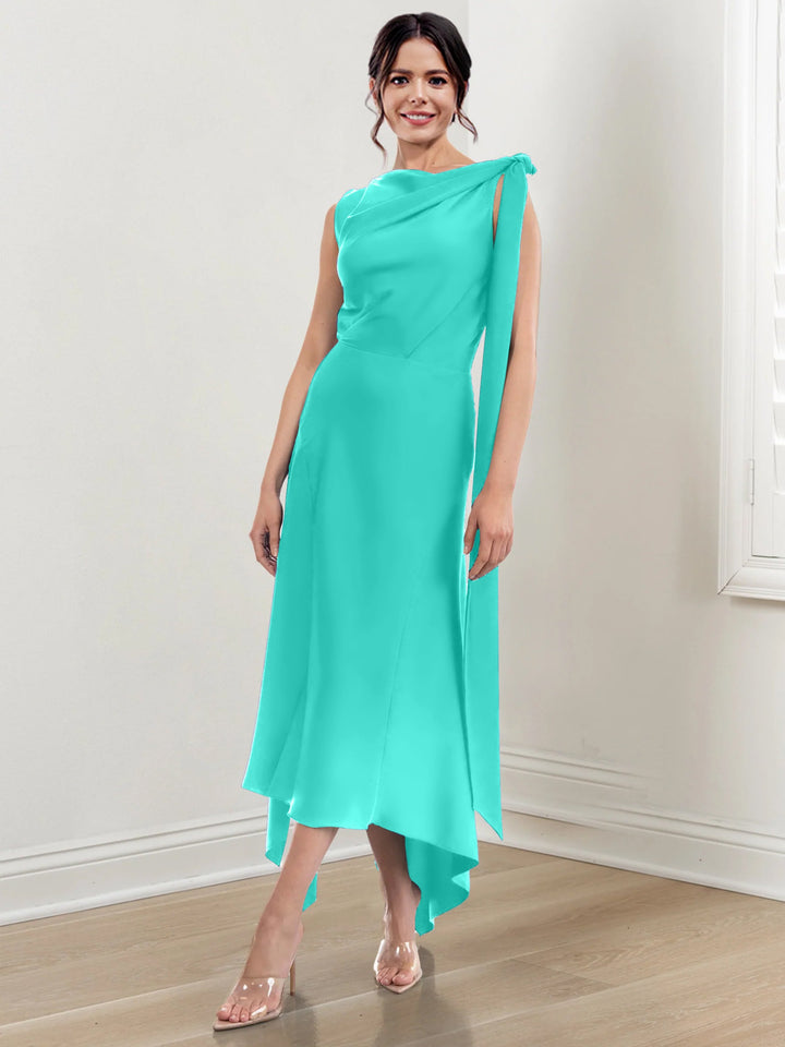 Robe de Mère de la Mariée Asymétrique à Col Montant et à Volants