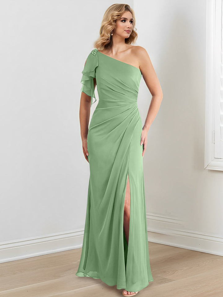 Robes de Mère de la Mariée Fourreau/Colonne à Une Épaule et Longueur Au Sol