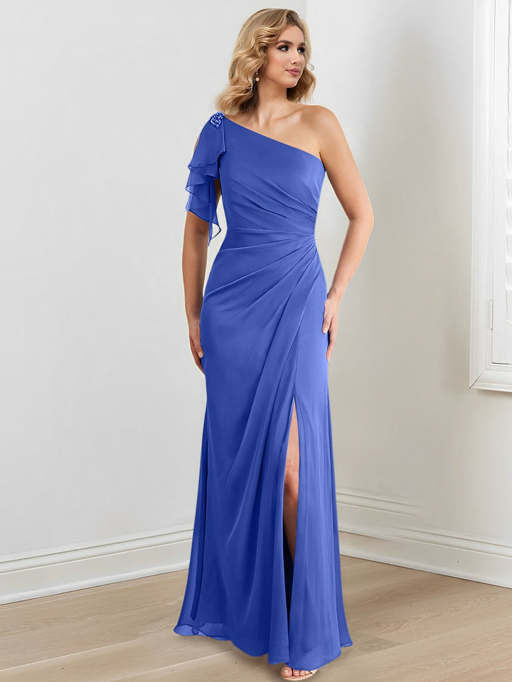 Robes de Mère de la Mariée Fourreau/Colonne à Une Épaule et Longueur Au Sol