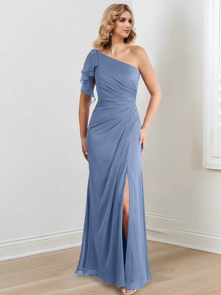 Robes de Mère de la Mariée Fourreau/Colonne à Une Épaule et Longueur Au Sol
