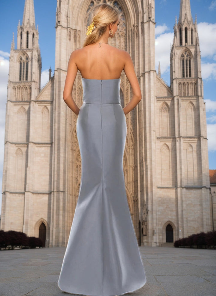 Robe de Mère de la Mariée Trompette/Sirène Sans Manches, Longueur Au Sol, Sans Bretelles, avec Nœud