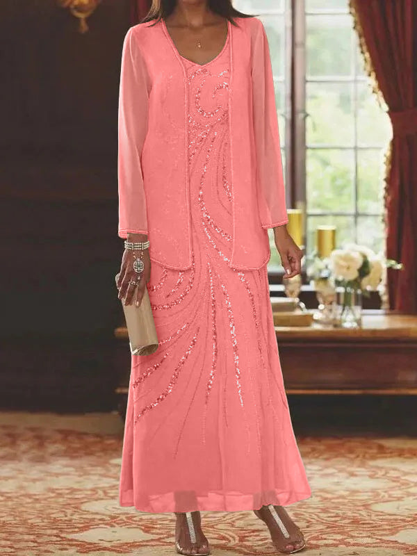Robes de Mère de la Mariée et Du Marié Fourreau/Colonne avec Veste et Paillettes