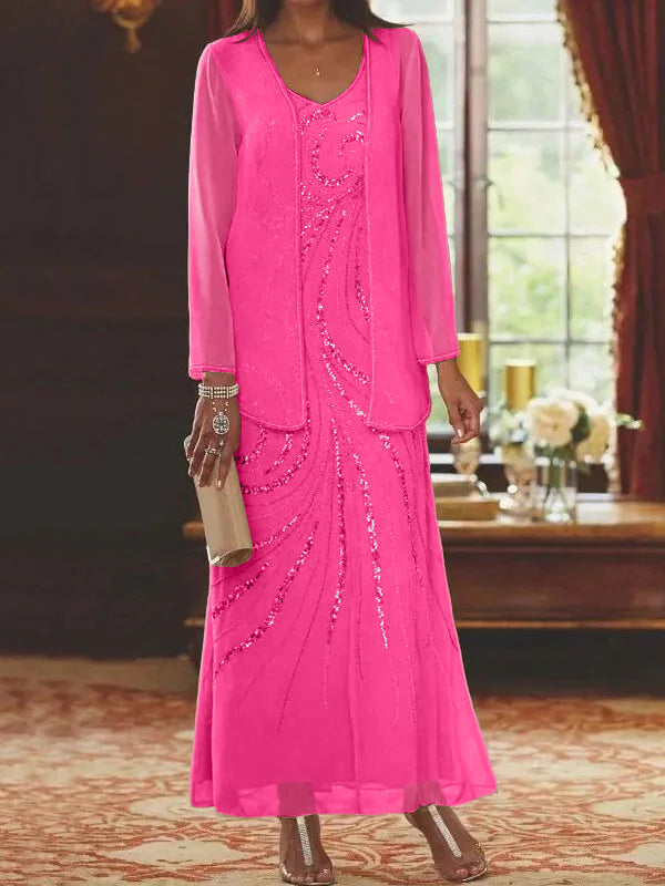 Robes de Mère de la Mariée et Du Marié Fourreau/Colonne avec Veste et Paillettes