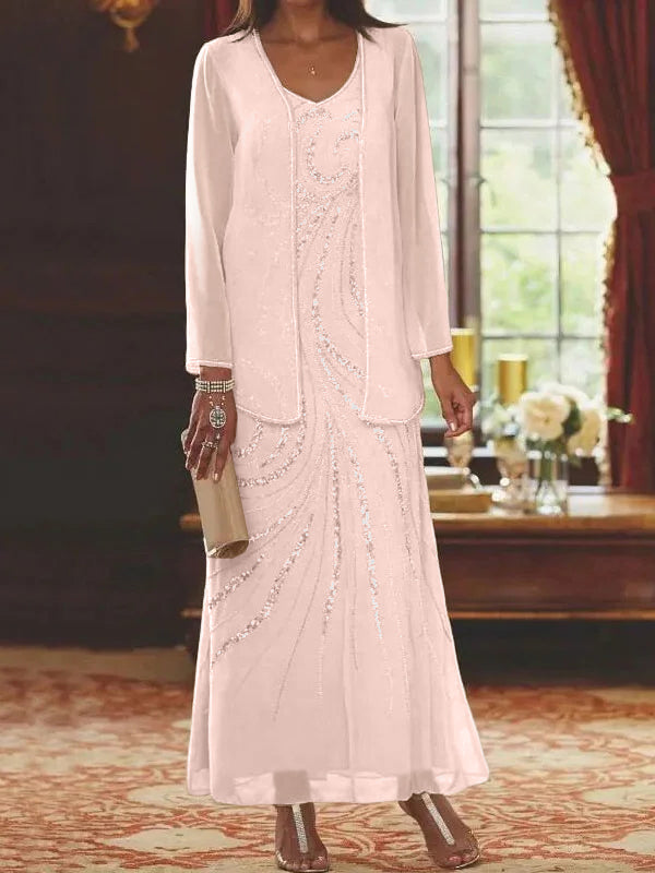 Robes de Mère de la Mariée et Du Marié Fourreau/Colonne avec Veste et Paillettes