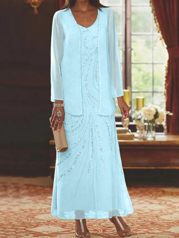 Robes de Mère de la Mariée et Du Marié Fourreau/Colonne avec Veste et Paillettes