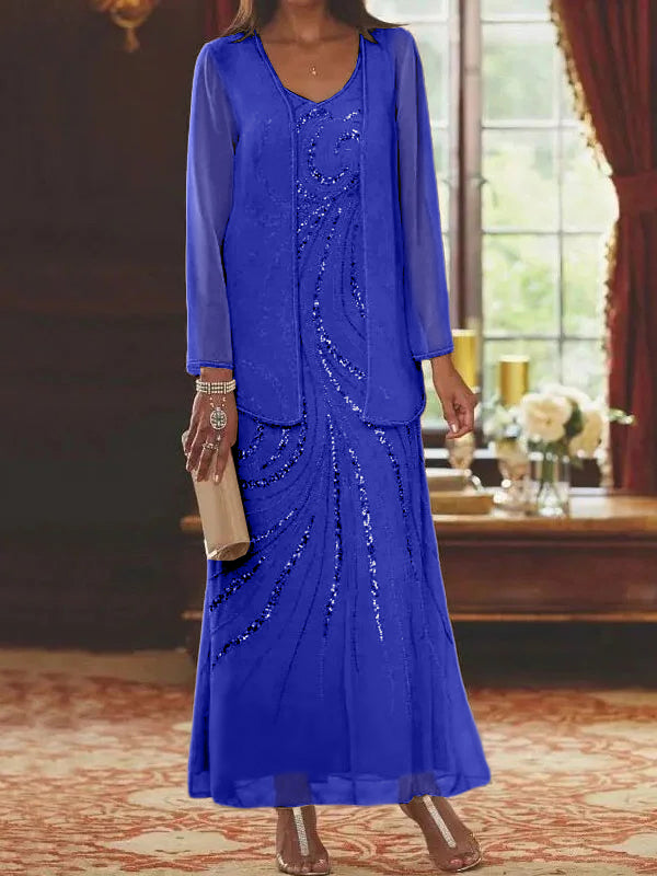 Robes de Mère de la Mariée et Du Marié Fourreau/Colonne avec Veste et Paillettes