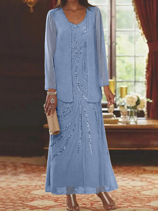 Robes de Mère de la Mariée et Du Marié Fourreau/Colonne avec Veste et Paillettes