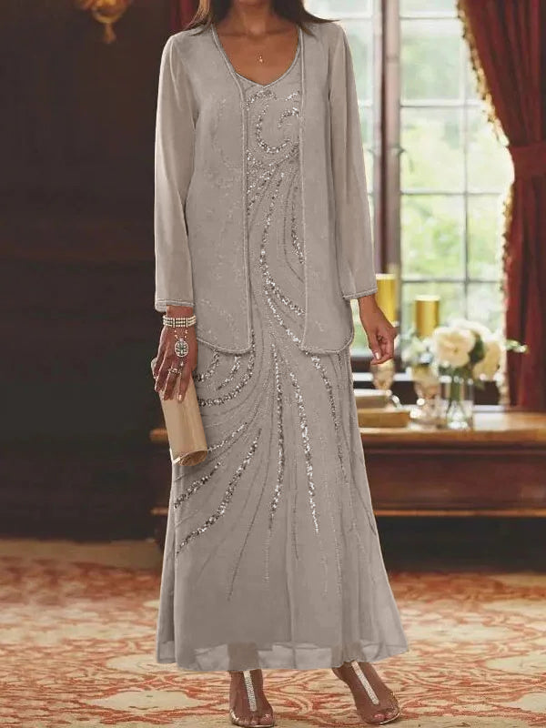 Robes de Mère de la Mariée et Du Marié Fourreau/Colonne avec Veste et Paillettes