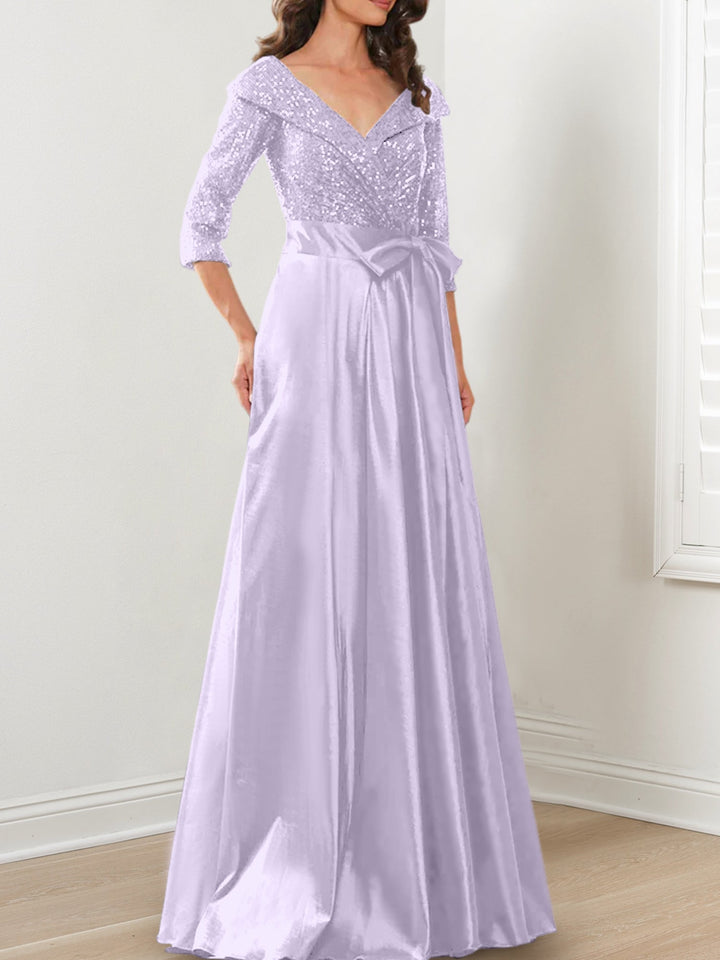 Robes de Mère de la Mariée Coupe A-Line/Princess à Col en V et Longueur Au Sol