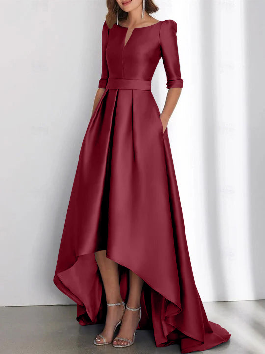 Robes de Mère de la Mariée Asymétriques à Manches Mi-Longues A-Line/Princess avec Poches