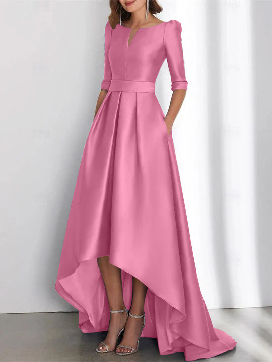 Robes de Mère de la Mariée Asymétriques à Manches Mi-Longues A-Line/Princess avec Poches