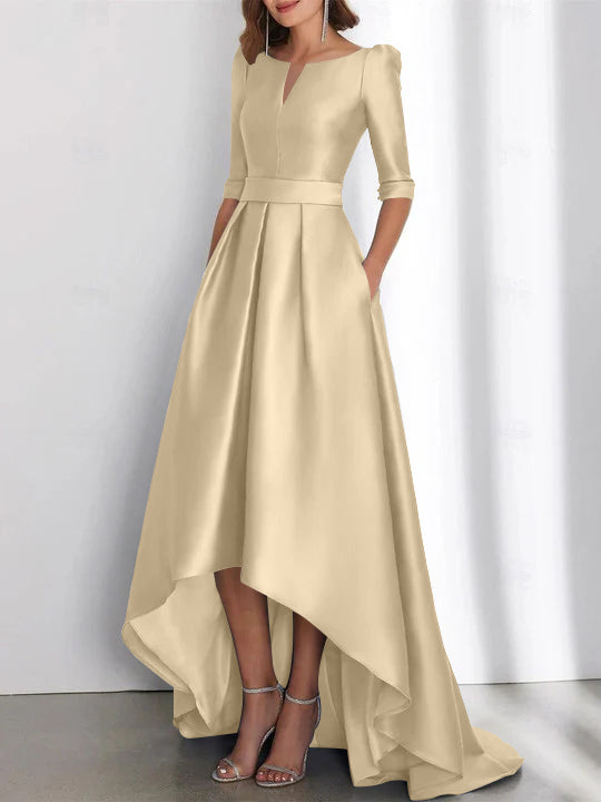 Robes de Mère de la Mariée Asymétriques à Manches Mi-Longues A-Line/Princess avec Poches