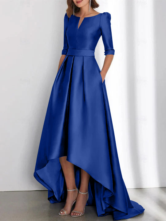 Robes de Mère de la Mariée Asymétriques à Manches Mi-Longues A-Line/Princess avec Poches