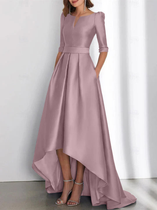 Robes de Mère de la Mariée Asymétriques à Manches Mi-Longues A-Line/Princess avec Poches