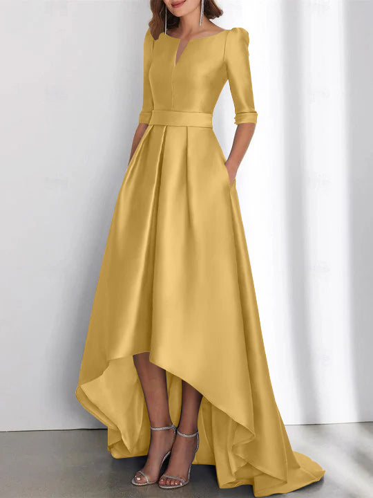 Robes de Mère de la Mariée Asymétriques à Manches Mi-Longues A-Line/Princess avec Poches